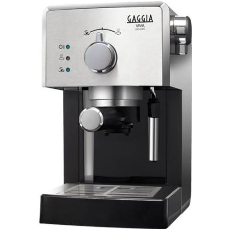 Gaggia Viva Deluxe RI8435/11 Macchina da Caffè Cialde  44mm / Macinato Black / Inox