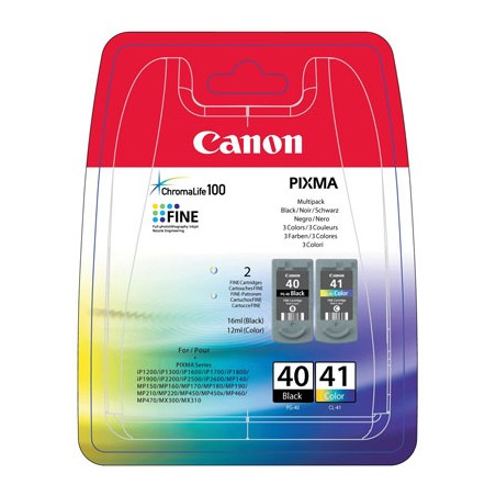 Multipack originale PG-40 CL-41- Cartuccia inkjet Nero originale, per Canon JX 200, 500, Pixma MP 140, MP 150, MP 160. Compatibi