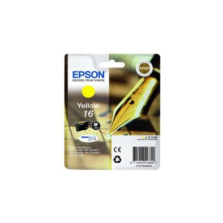 T1624 - 16 - Cartuccia originale Giallo Epson Workforce WF 2010W, WF 2510WF, WF 2520NF, WF 2530WF. codice T16244020. T1624.