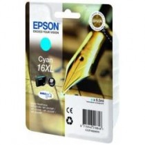 T1632 - 16XL - Cartuccia Originale Ciano per Epson Workforce WF 2010W, WF 2510WF, WF 2520NF, WF 2530WF. T16324020.T1632.