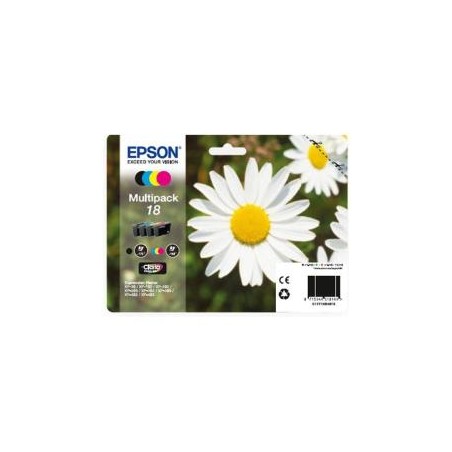 T1806 - MultiPack 18 originale Epson T180X, Set composto da n.4 cartucce: n. 1 T1801 + n. T1802 + n. 1 T1803 + n. 1 T1804 per Ex