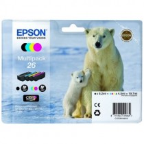 T2616 - MultiPack originale Epson T26, Set composto da n.4 cartucce: n. 1 T2601 + n. T2612 + n. 1 T2613 + n. 1 T2614