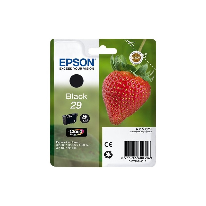 T2981 - SERIE T29 FRAGOLA - Cartuccia inkjet Nero originale per Epson Expression Home XP235, XP332, XP335, XP432.