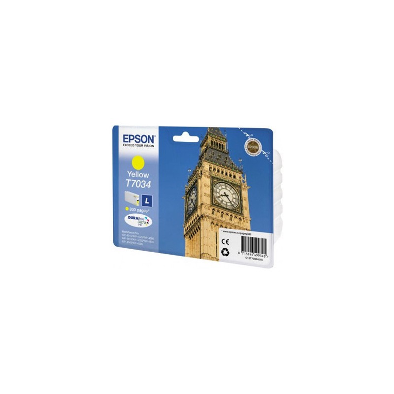 T7034 - L - Cartuccia Giallo originale per Epson Workforce Pro WP4015DN, WP4515DN, WP4525DNF, WP4025DW, WP4535DWF. Compatibile c