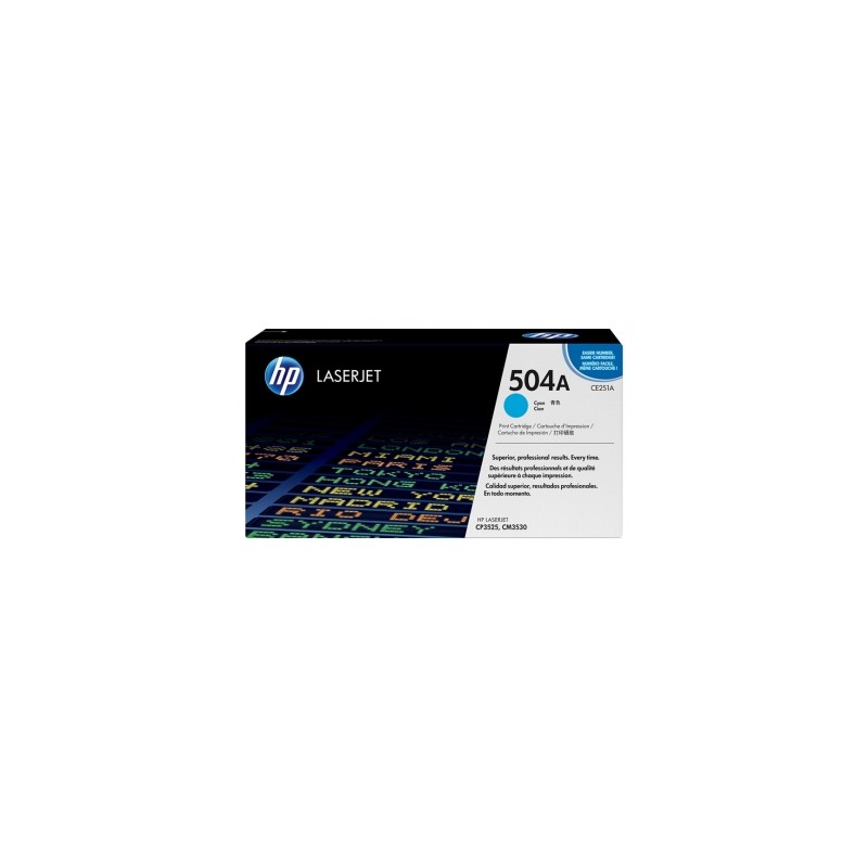 CE251A - TONER ORIGINALE CIANO HP COLOR CP3525N, CP3525 DN, CP3525 X, CM 3530 FS, CM3530MFP.