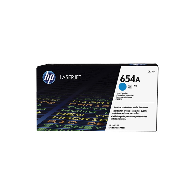 CF331A - 654A - TONER ORIGINALE CIANO HP ENTERPRISE COLOR M651DN, M651N, M651XH.