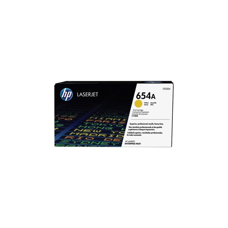 CF332A - 654A - TONER ORIGINALE GIALLO HP ENTERPRISE COLOR M651DN, M651N, M651XH.